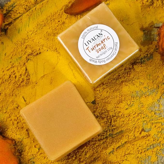 LIYALAN TURMERIC SKIN CARE BODY SCRUB FACE SERUM FACE CREAM FACIAL CLEANSER CLAY MASK - Image 4